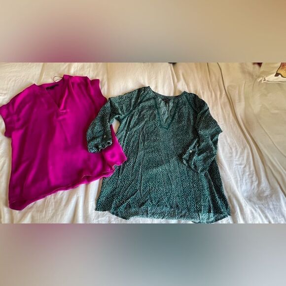 Green  polka dot and sheer Pink Women's Tops - Picture 1 of 7